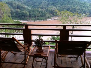 Balcony view from Pak Beng Lodge