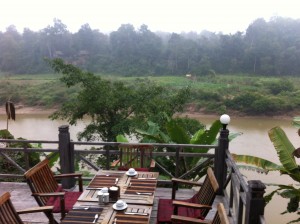 Table with a view at Lao Spirit Resort